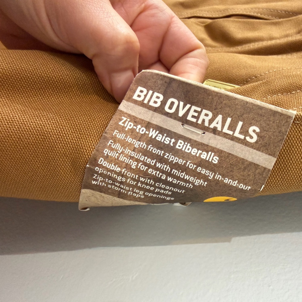 Carhartt 38x34 NEW With Tags Insulated Duck Bib Overalls Brown Quilted Workwear - Picture 5 of 7